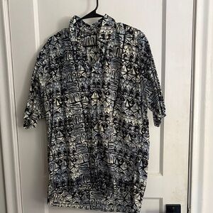 Geometric Black and White Men's Casual Shirt